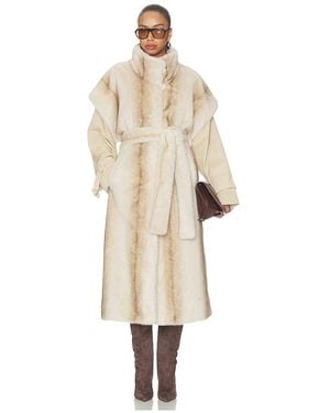 DUCIE Harper Long Fur Coat - White