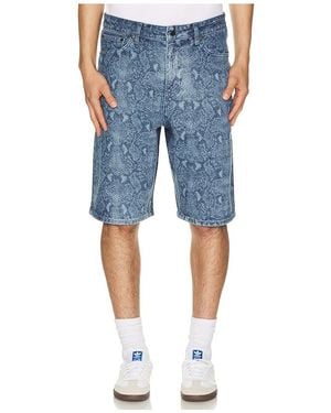Daily Paper Snake Laser Denim Shorts - Blue