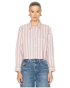 L'Agence 'Agence Cosette クロップドハイローシャツ - ブルー