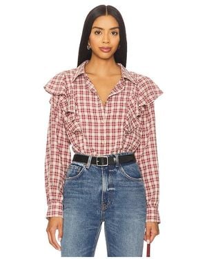 LNA Bluse Mit Rüschen Vorne Dru - Blau