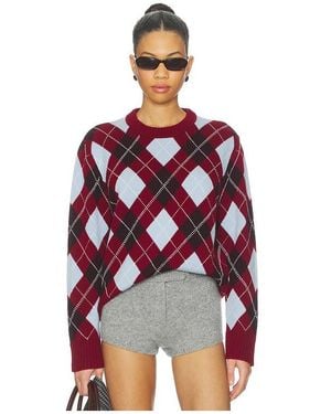 La Ligne Boyfriend Argyle Crewneck Sweater - Red