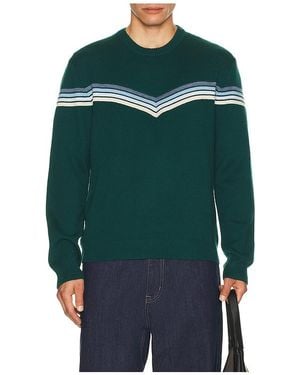 Marine Layer Chevron Varsity Crew Jumper - Green