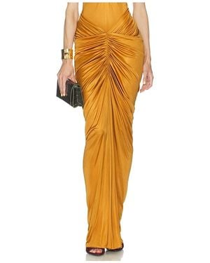 Atlein Ruched Pocket Long Skirt - Yellow