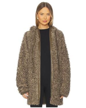 Norma Kamali Oversized Raglan Sleeve Zip Front Hooded Jacket - Brown