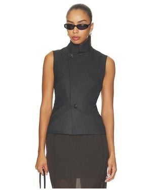 Enza Costa Suiting High Neck Vest - Black