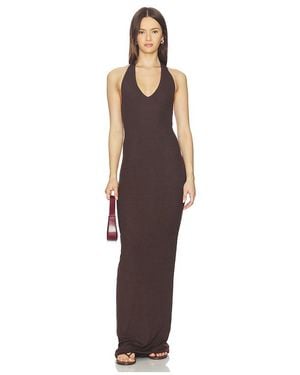 ÉTERNE Halter Maxi Dress - Brown