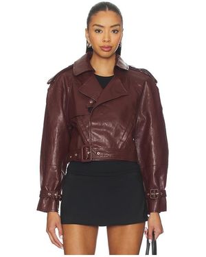 bubish Ellery Faux Leather Belted Jacket - Red