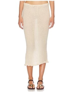 Tyler McGillivary Drawstring Lettuce-Hem Maxi Skirt - White