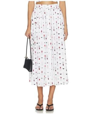 L'Agence Seina Midi Skirt - White