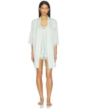 Flora Nikrooz Sonia Travel Set Solid Wrap And Cami Set With Lace - Multicolor