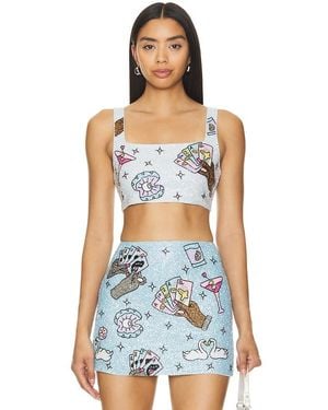 Oceanus Vegas Crop Top - Blue