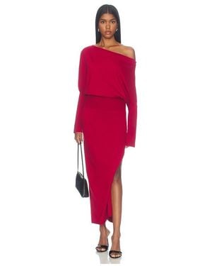 Jonathan Simkhai ROBE MIDI ÉPAULES DÉNUDÉES JANESE en Red - Rouge