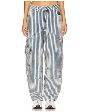 Ganni Light Stripe Denim Carpenter Jeans - Blue