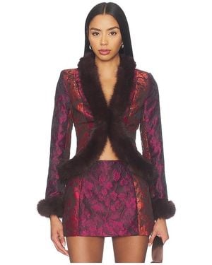 Amanda Uprichard Anya Faux Fur Jacket - Red