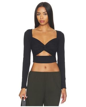 Susana Monaco Twisted Front Longsleeve Top - Black