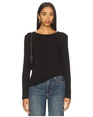 Bobi Long Sleeve Open Cowl Back Top en Black - Noir