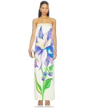 La Fuori Iris Of The Sapphire Garden Dress - White