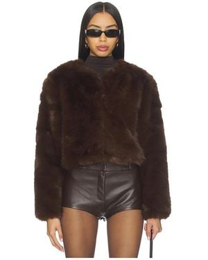 Blank NYC Crop Faux Fur Coat - Brown