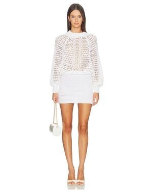 Balmain Batwing Dentelle Crochet Knit Dress - White