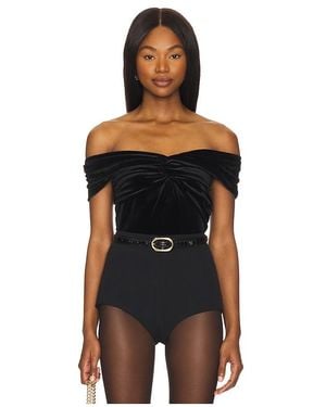 GOOD AMERICAN Velvet Off Shoulder Top - Black