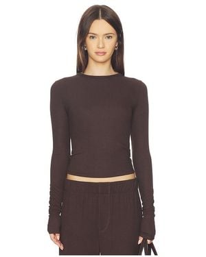 ÉTERNE Long Sleeve Fitted Top - Brown