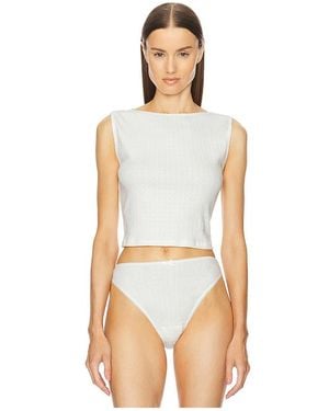 Helsa Pointelle Muscle Tank - White