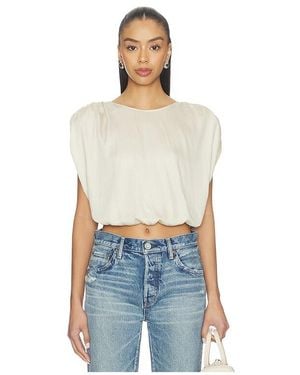 Moussy Satin Shell Cap Top - Blue