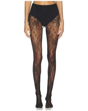 Stems Wild Flower Lace Mesh Tights - Black