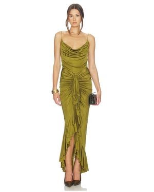 Atlein Ruffle Strappy Long Dress - Yellow