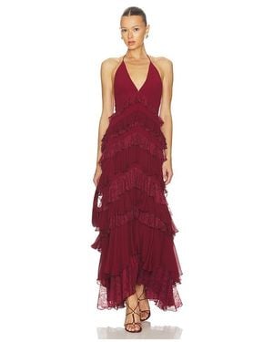 Alice + Olivia Liana Ruffle Maxi Dress - Red