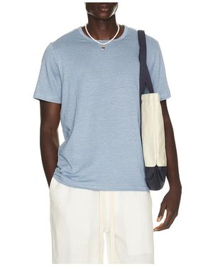 Onia Stretch Linen Crewneck Tee Shirt - Blue