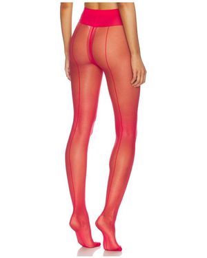 Wolford Individual 10 Back Seam Tights - Red