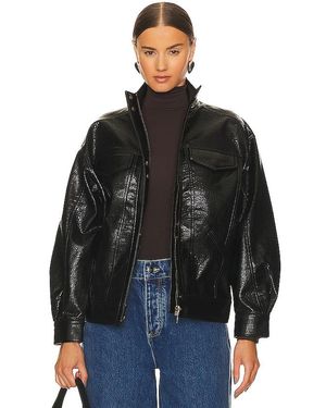 LPA Halle Faux Leather Bomber Jacket - Black