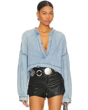 Free People X We The Free Jude Denim Pullover In Vintage Indigo - Blue