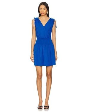 Bobi Surplice Smocked Waist Dress - Blue