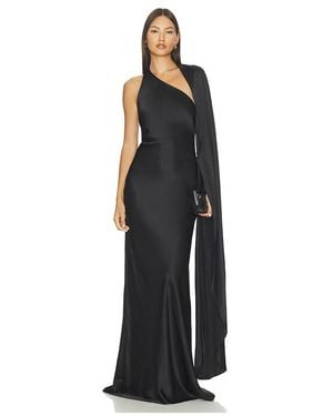 The Sei Drape Sleeve One Shoulder Gown - Black
