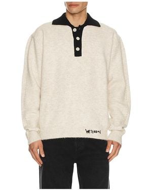 we11done Brushed Contrast Knit Top - Natural