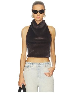 Line & Dot Cassidy Faux Fur Top - Blue