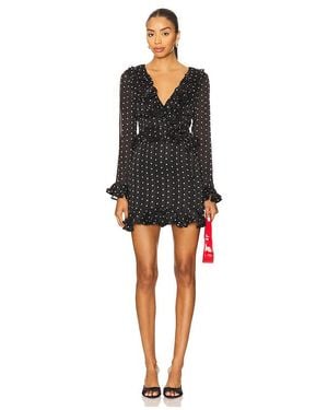 Bardot Frill Detail Spot Mini Dress - ブラック