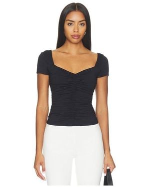 Susana Monaco Sweetheart Shortsleeve Gathered Top - Black