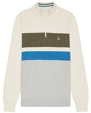 Original Penguin Chest Stripe Quarter Zip - White