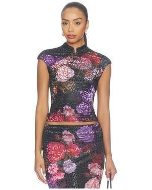 AFRM Adjoa Burnout Velvet Top - Red