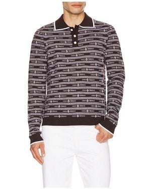 CASABLANCA Wordmark Long Sleeve Polo - Brown
