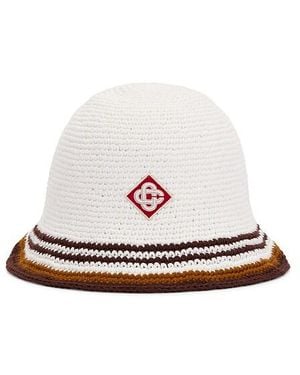 CASABLANCA Stripe Crochet Hat - White