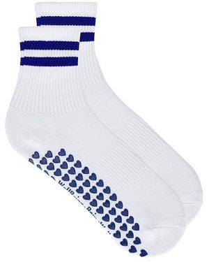 WellBeing + BeingWell Socken Striped Half Crew Grip Sock - Blau