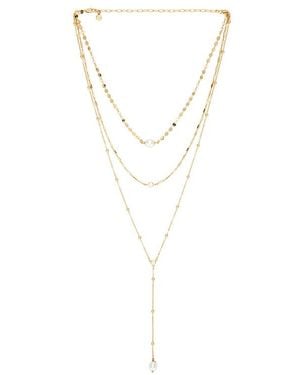 Ettika Multi-Chain Pearl Lariat Necklace - Metallic