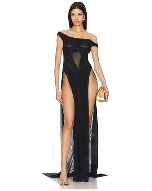 DI PETSA Wetlook Off-shoulder Dress - Black