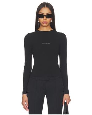 Alexander Wang Long Sleeve Crewneck Top With Jacquard Logo - Black
