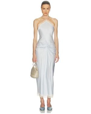 Helsa Kleid Viscose Satin Midi Dress With Lace - Weiß