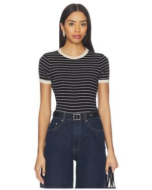 Enza Costa Cotton Stripe Classic Short Sleeve Tee - Blue